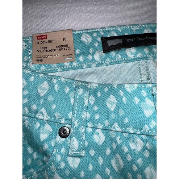 Levis 524 Size 9M Too Superlow Skinny Black Label Aqua Pattern Jeans - Picture 5 of 11
